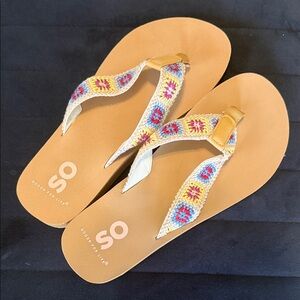SO Women's Sandals with Colorful Crochet Straps